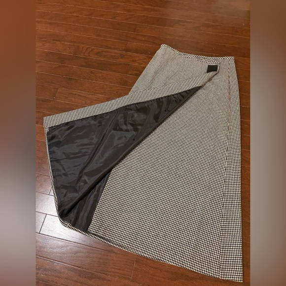 Ralph Lauren Wool Midi Maxi Skirt 12 Houndstooth A-Line Equestrian Wrap Vintage - Picture 3 of 11